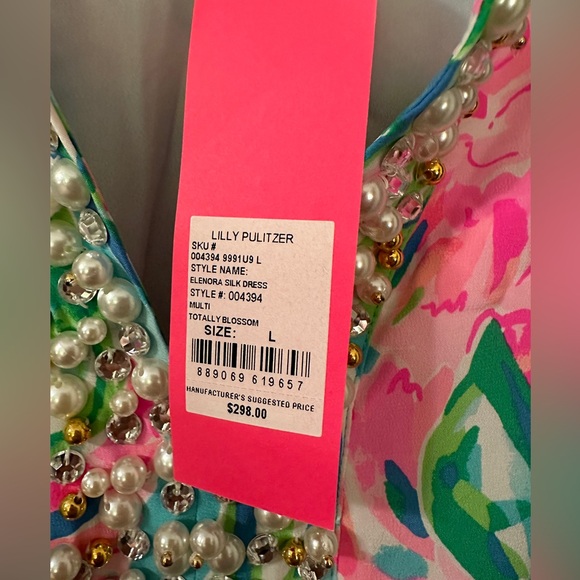 LILLY PULITZER ELENORA Totally Blossom
Silk Dress Pink Blue Embellished Large - Picture 4 of 12